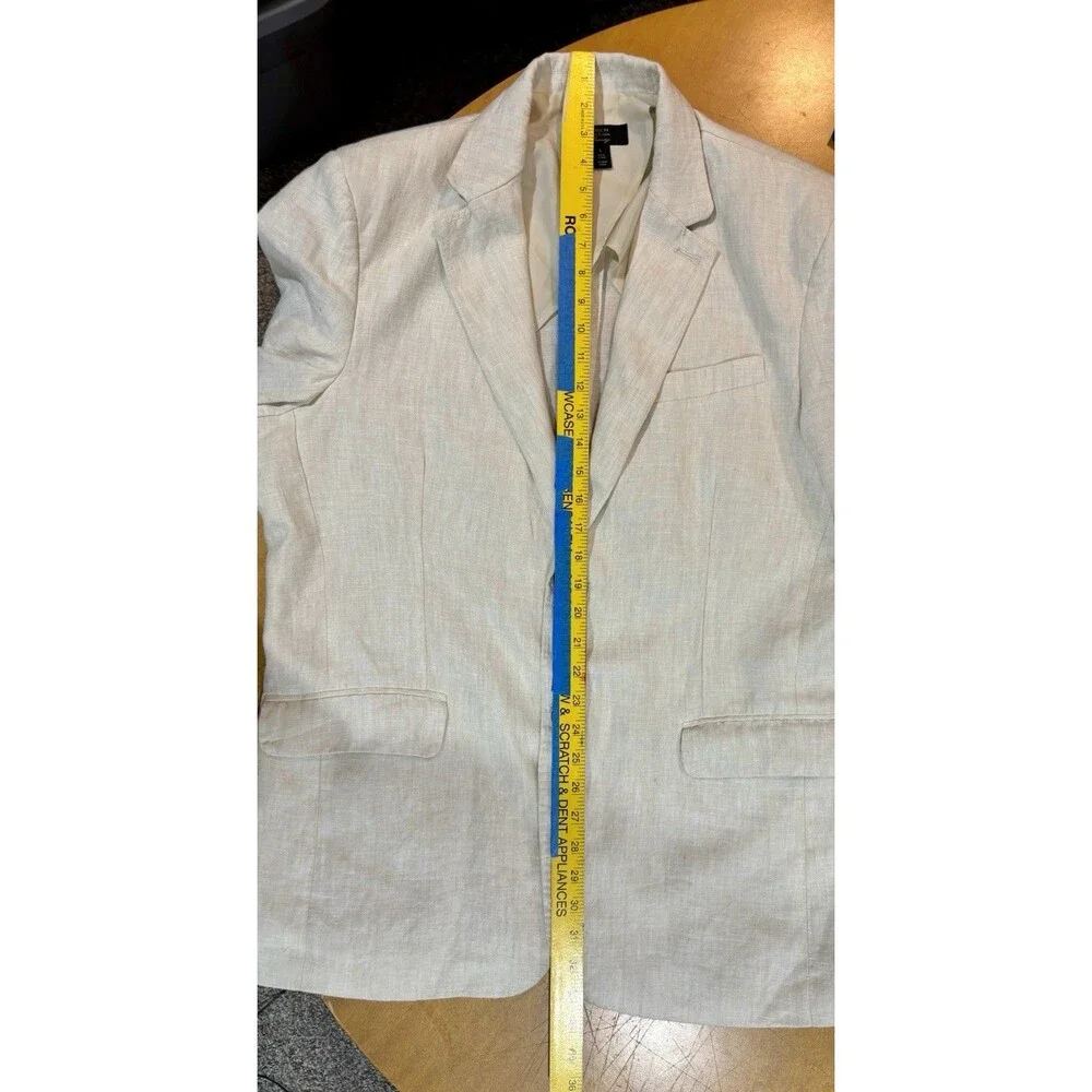 Club Room Luxury 100% Linen Ivory Dual Vent Stitched Lapel Jacket Blazer Large